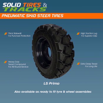 12x16.5 Primo L-5 Skid Steer Tires with Rims - Extreme Duty